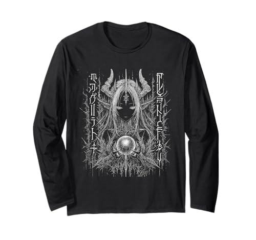 Cybersigilism Waifu - Hexe Anime Girl Grunge Langarmshirt von Gothic Grunge Anime Girl Apparel