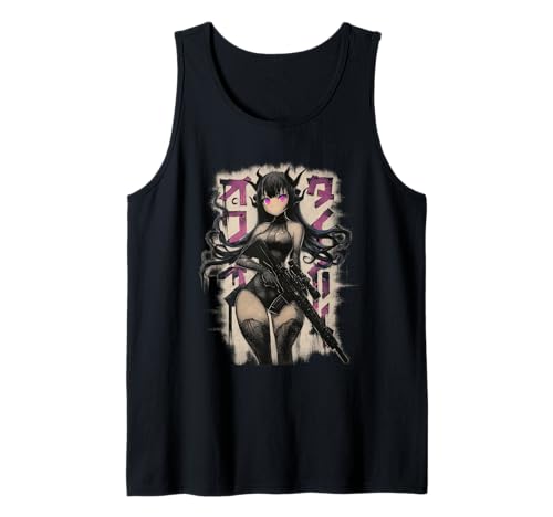 Demon Anime Waifu - Grunge Rifle Wielding Anime Girl Tank Top von Gothic Grunge Anime Girl Apparel