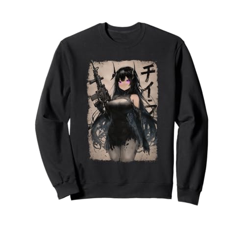 Goth Anime Waifu - Grunge Rifle Wielding Anime Girl Sweatshirt von Gothic Grunge Anime Girl Apparel