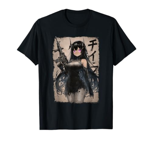 Goth Anime Waifu - Grunge Rifle Wielding Anime Girl T-Shirt von Gothic Grunge Anime Girl Apparel
