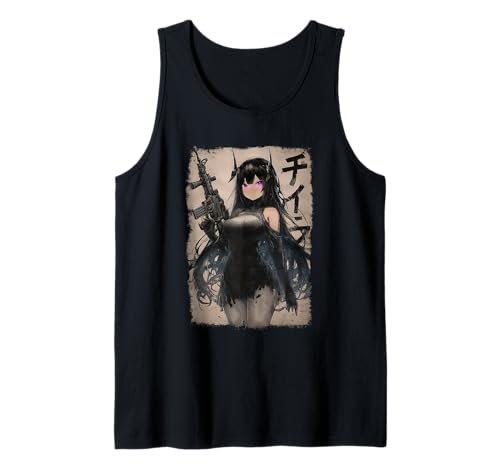 Goth Anime Waifu - Grunge Rifle Wielding Anime Girl Tank Top von Gothic Grunge Anime Girl Apparel
