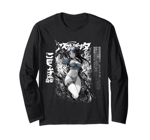 Hellcore Tactical Waifu - Samurai Anime Girl Langarmshirt von Gothic Grunge Anime Girl Apparel