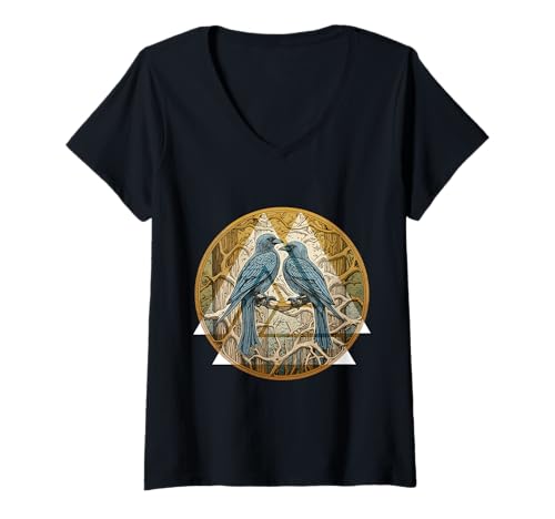 Damen Mystischer Rabe Nordisch – Gothic-Krähe Wikinger T-Shirt mit V-Ausschnitt von Gothic Krähe Geschenk Für Wikinger