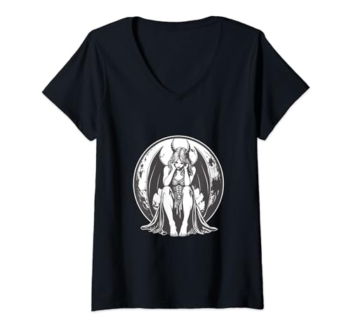 Damen sündiger succubus, magisch und Okkult T-Shirt mit V-Ausschnitt Damen sündiger succubus, magisch und Okkult T-Shirt mit V-Ausschnitt von Gothic Succubus Romantik