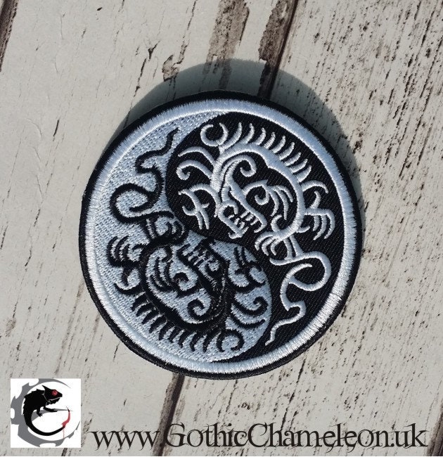 Yin Yang Drachen Gestickte Aufnäher Applikation Gothic Emo Punk von GothicChameleon