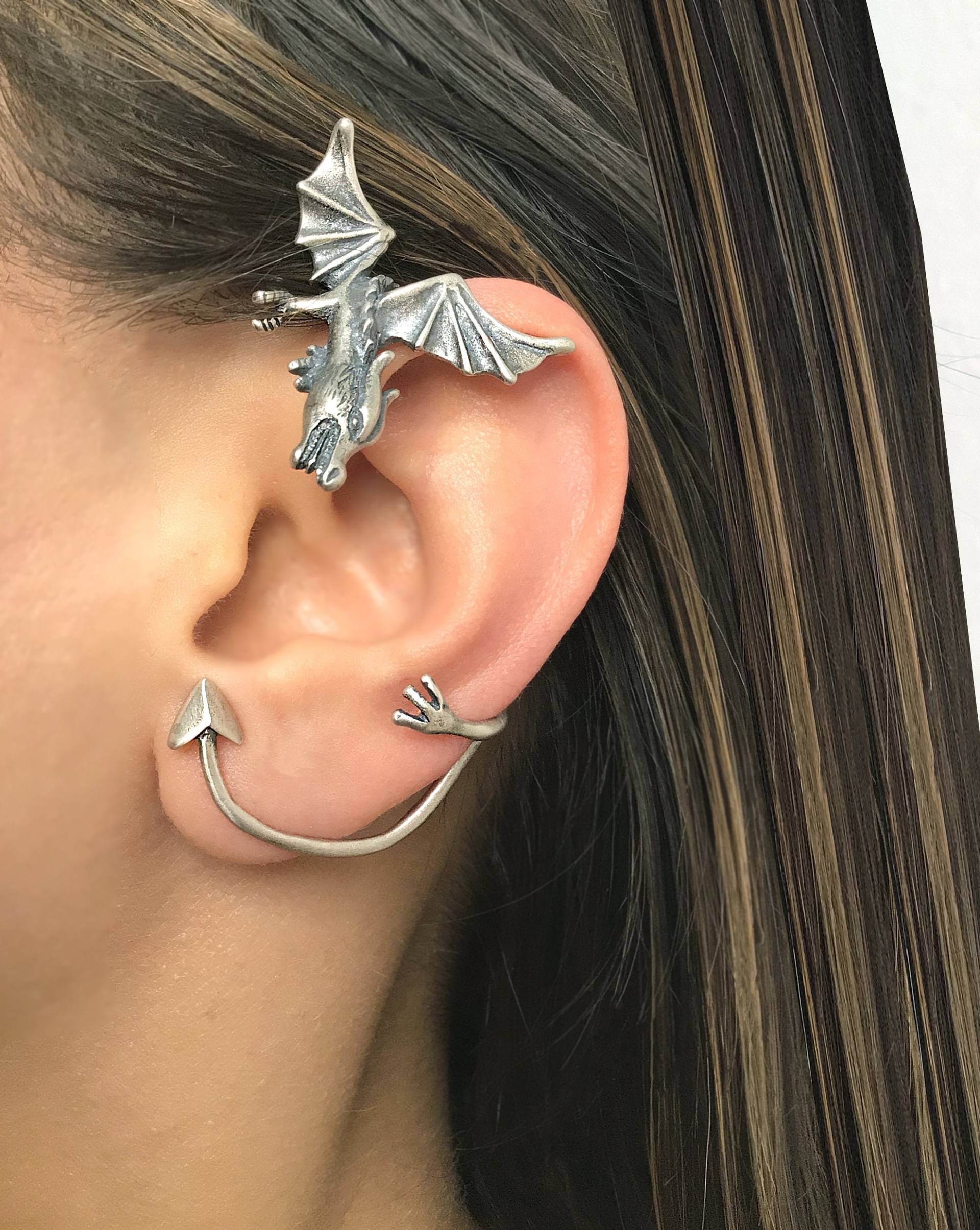 Drachen Ohrmanschette, Gothic Sterling Silber Schmuck, Manschette, Kein Piercing Volle Ohrmanschette Drachen Ohrmanschette, Gothic Sterling Silber Schmuck, Manschette, Kein Piercing Volle Ohrmanschette von GothicOrbJewelry
