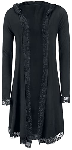 ForPlay Damen schwarzer langer Cardigan mit Spitze M von Gothicana by EMP