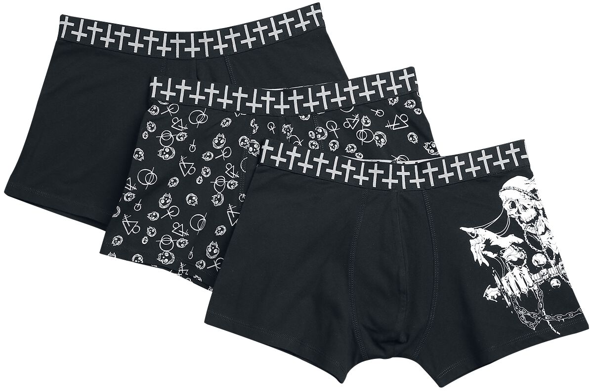 Gothicana by EMP 3 Pack Boxershorts with Prints Boxershort-Set schwarz in M von Gothicana by EMP