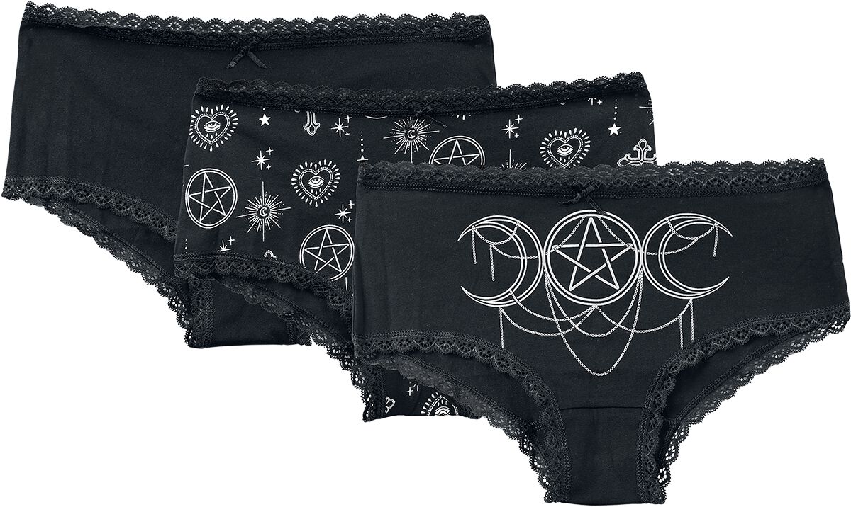 Gothicana by EMP 3 Pack Panties with Witchy Prints Panty-Set schwarz in S von Gothicana by EMP