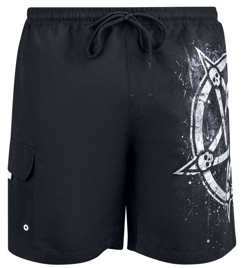 Gothicana by EMP Badeshort - Swim Short With Pentagram Print - M bis XXL - für Männer - Größe XXL - schwarz von Gothicana by EMP