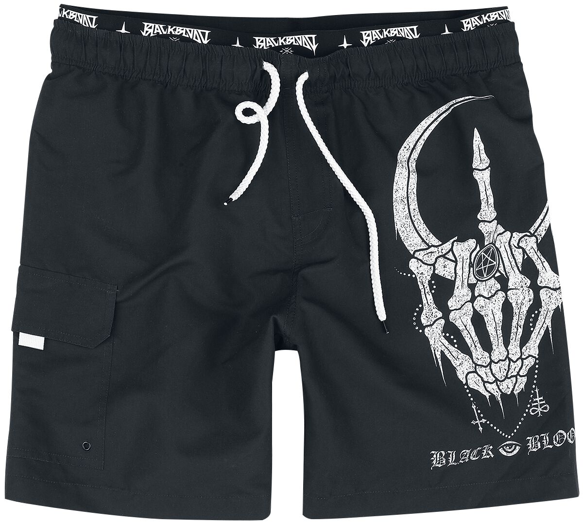 Gothicana by EMP Badeshort - Swim Shorts With Moon and Skull Hand - S bis XXL - für Männer - Größe M - schwarz von Gothicana by EMP