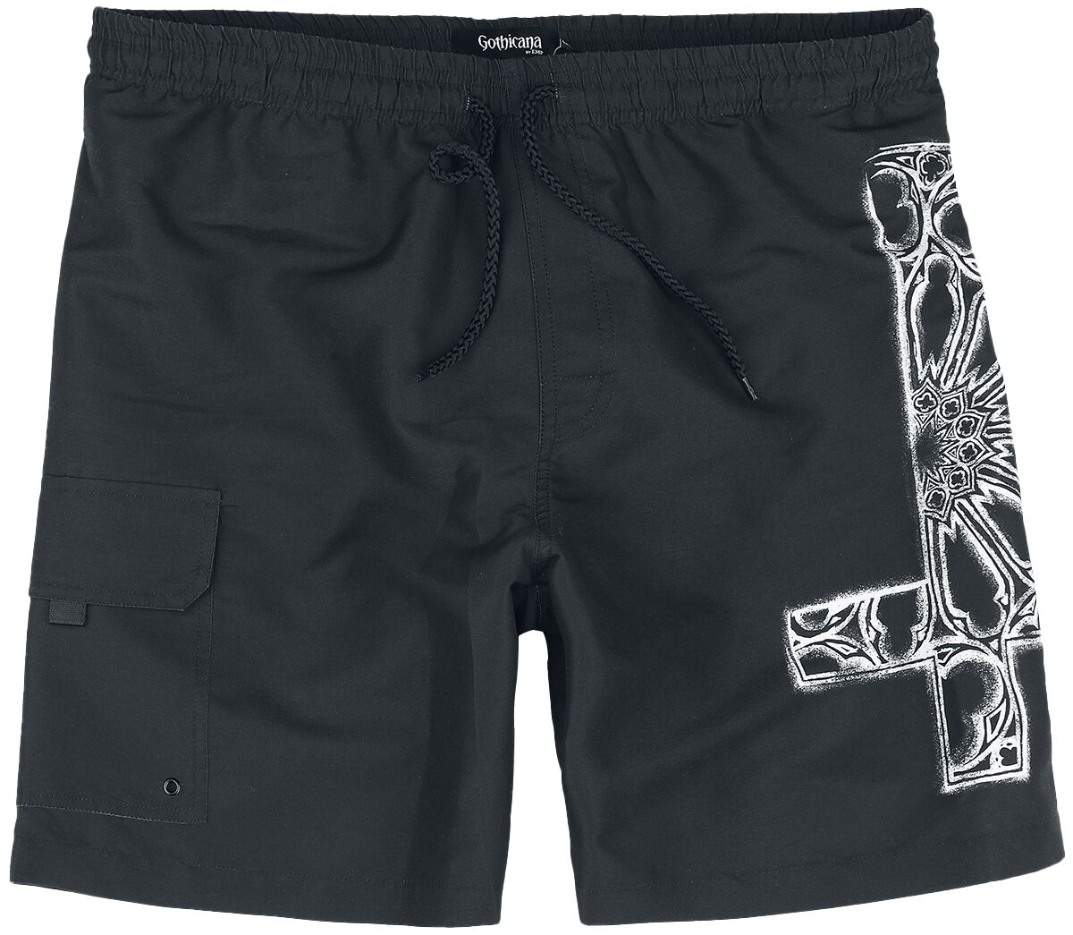 Gothicana by EMP Swim Shorts With Gothic Cross Badeshort schwarz in L von Gothicana by EMP