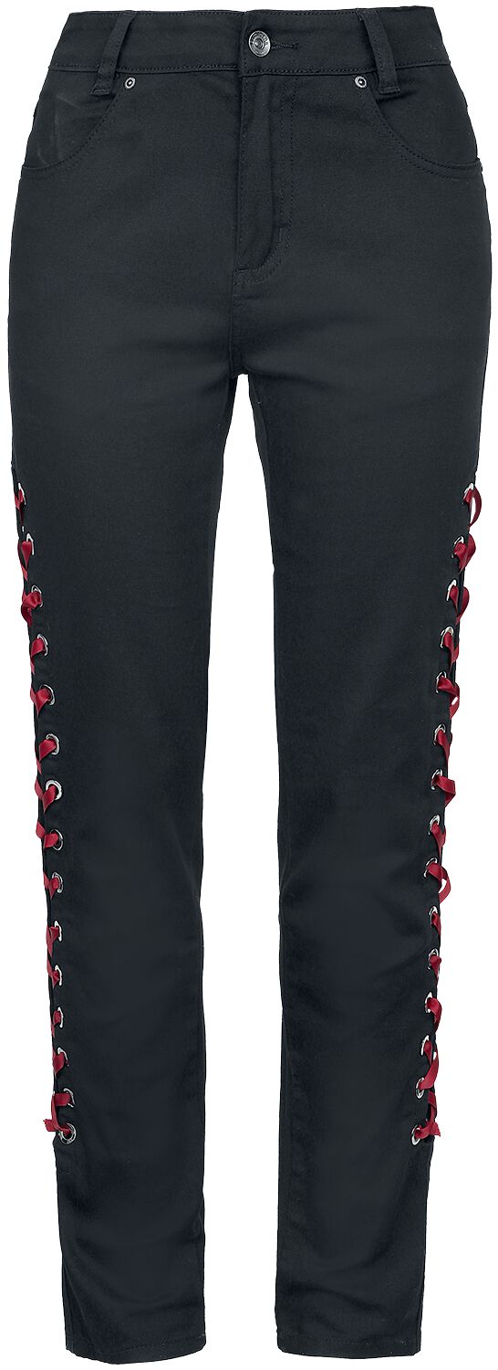 Gothicana by EMP Black Jeans With Red Lace Details Jeans schwarz in W28L32 von Gothicana by EMP