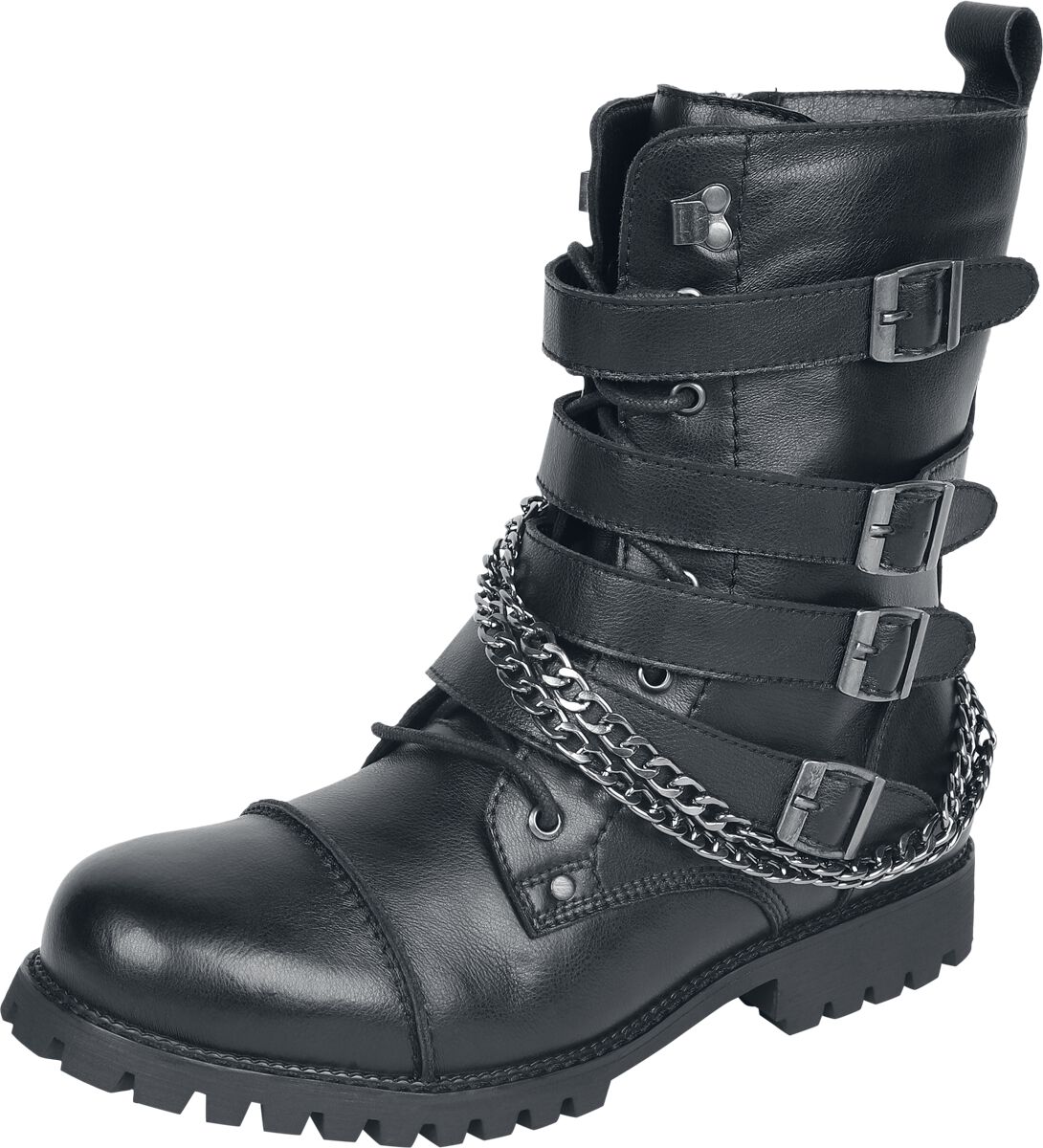 Gothicana by EMP Boot - Schwarze Boots mit Schnallen und Ketten - EU41 bis EU47 - für Männer - Größe EU42 - schwarz von Gothicana by EMP