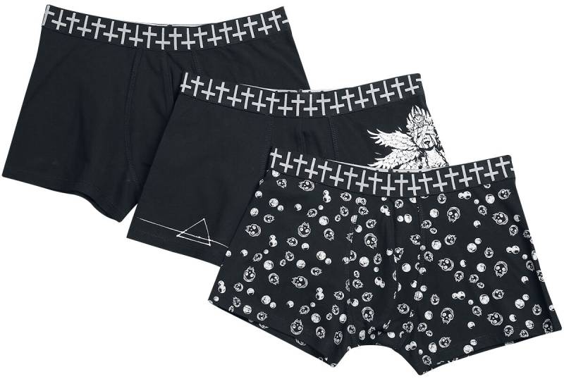 Gothicana by EMP Boxershort-Set - 3 Pack Boxershorts with Prints - S bis 5XL - für Männer - Größe 3XL - schwarz von Gothicana by EMP