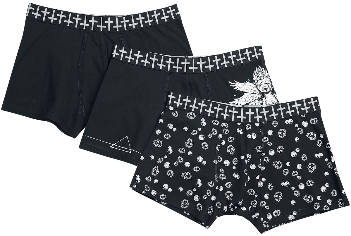 Gothicana by EMP Boxershort-Set - 3 Pack Boxershorts with Prints - S bis 5XL - für Männer - Größe L - schwarz von Gothicana by EMP