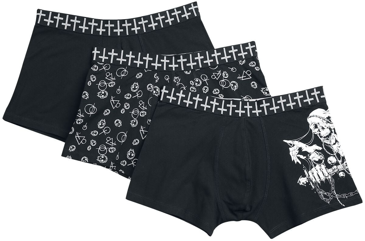 Gothicana by EMP Boxershort-Set - 3 Pack Boxershorts with Prints - S bis 4XL - für Männer - Größe M - schwarz von Gothicana by EMP