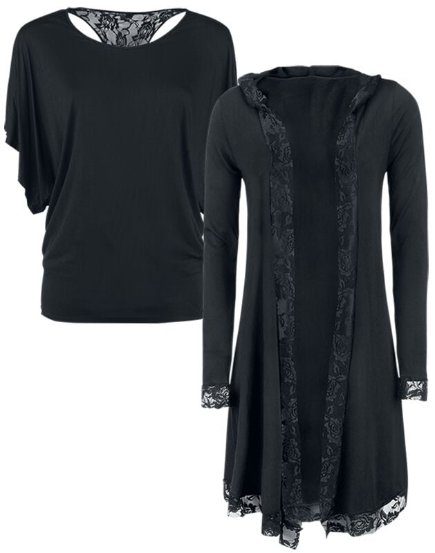 Gothicana by EMP Cardigan - Lace Cardigan & Shirt - Bundle - S bis 5XL - für Damen - Größe S - schwarz von Gothicana by EMP