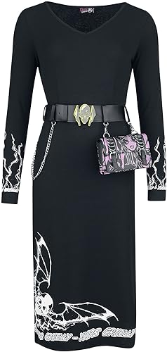 Gothicana by EMP Damen schwarzes Kleid mit Gürteltasche XS von Gothicana by EMP