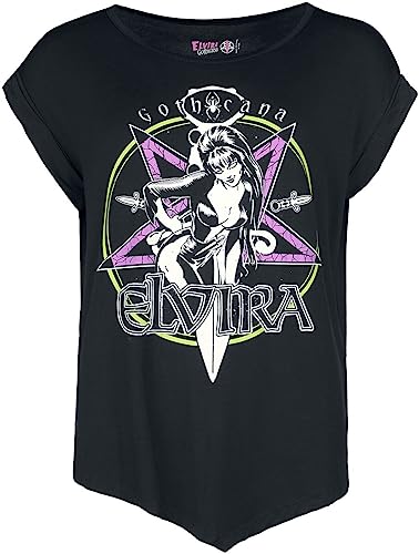 Gothicana by EMP Damen schwarzes lockeres T-Shirt mit Elvira Frontprint M von Gothicana by EMP