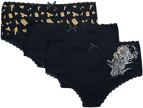 Gothicana by EMP Damen 3er Pack Schwarze Pantys mit Print M von Gothicana by EMP