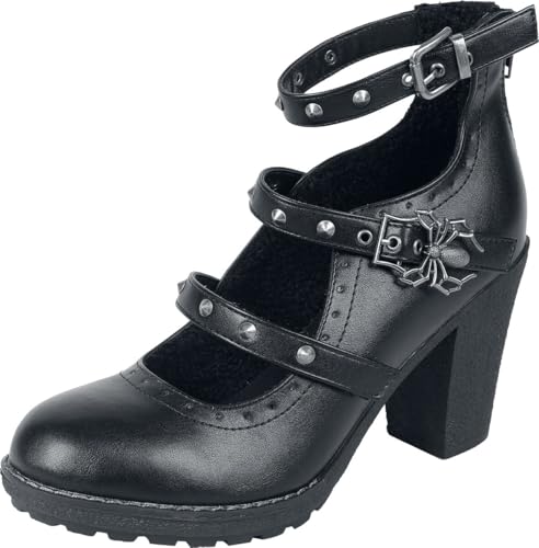Gothicana by EMP Damen Schwarze High Heels mit DREI Riemen und Nietendetails EU38 von Gothicana by EMP