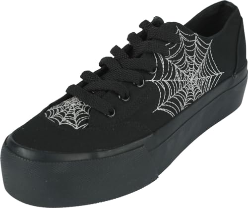 Gothicana by EMP Damen Schwarze Sneaker mit Glow in The Dark Spinnennetz-Stickerei EU38 von Gothicana by EMP