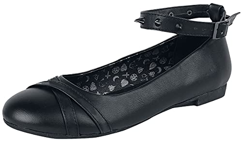 Gothicana by EMP Damen Schwarze Ballerinas mit Riemchen EU43 von Gothicana by EMP