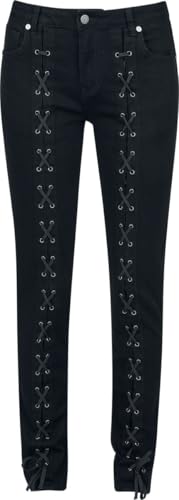 Gothicana by EMP Damen Schwarze Jeans mit Schnürung über die kompletten Beine W27L30 von Gothicana by EMP