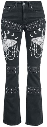 Gothicana by EMP Damen Schwarze Jeans mit aufwendigen Prints und Schnürung W29L32 von Gothicana by EMP