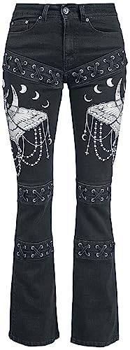 Gothicana by EMP Damen Schwarze Jeans mit aufwendigen Prints und Schnürung W30L32 von Gothicana by EMP