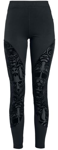 Gothicana by EMP Damen Schwarze Leggings mit Einsätzen und Flockprint XXL von Gothicana by EMP