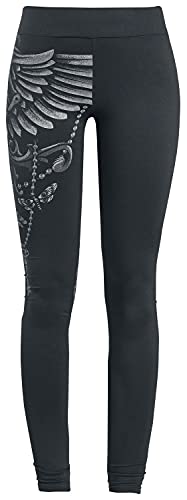 Gothicana by EMP Damen Schwarze Leggings mit rockigem Print S von Gothicana by EMP