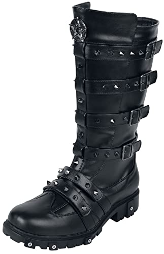 Gothicana by EMP Damen schwarze Stiefel mit Nieten und Schnallen EU39 von Gothicana by EMP