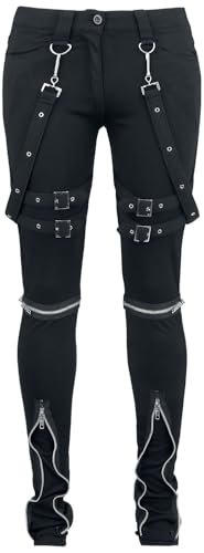 Gothicana by EMP Damen Schwarze Stoffhose mit Schnallen W30L32 von Gothicana by EMP
