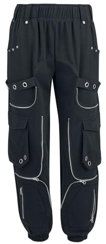 Gothicana by EMP Damen Schwarze Stoffhose mit vielen Reißverschlusstaschen und elastischem Rippbündchen L von Gothicana by EMP