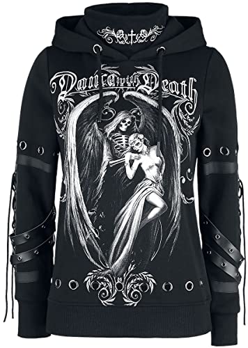 Gothicana by EMP Damen Schwarzer Kapuzenpullover mit Print und zahlreichen Details L von Gothicana by EMP