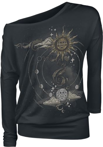 Gothicana by EMP Damen Schwarzes Langarmshirt mit Rundhalsausschnitt und Print M von Gothicana by EMP