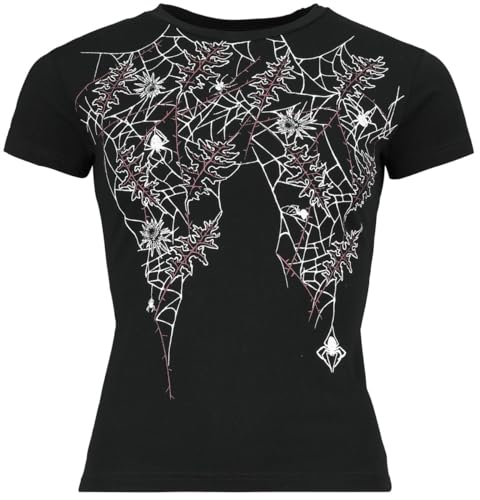 Gothicana by EMP Damen schwarzes T-Shirt mit Spinnennetz-Print L von Gothicana by EMP