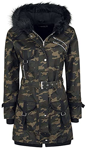 Gothicana by EMP Damen camouflage Wintermantel mit Fell-Kapuze XL von Gothicana by EMP