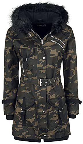Gothicana by EMP Damen Camouflage Wintermantel mit Fell-Kapuze XXL von Gothicana by EMP