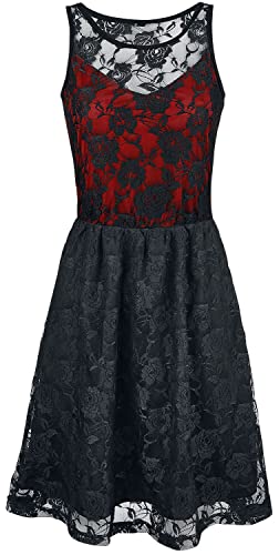 Gothicana by EMP Damen mittellanges schwarz-rotes Spitzenkleid 4XL von Gothicana by EMP