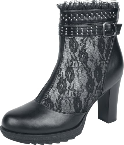 Gothicana by EMP Damen schwarze High Heels mit Reißverschluss an der Ferse und Riemen mit Nieten EU37 von Gothicana by EMP
