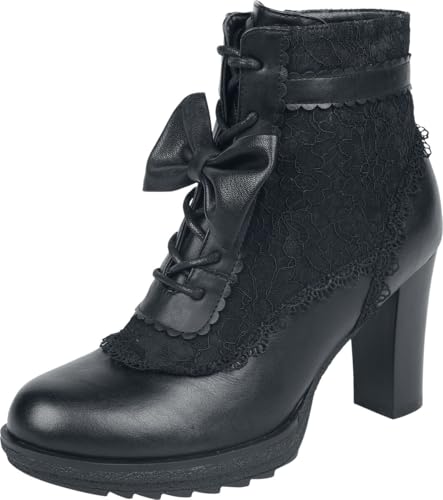 Gothicana by EMP Damen schwarze High Heels mit Zierschleife, Reißverschluss und Schnürung EU39 von Gothicana by EMP