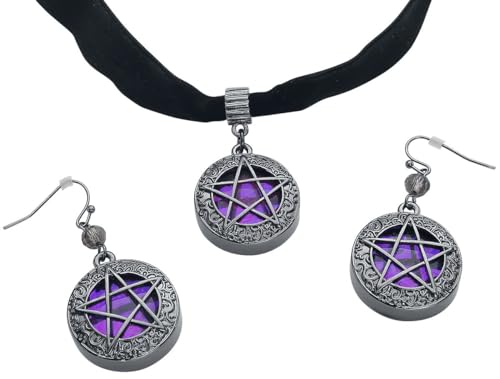 Gothicana by EMP Damen schwarz-lilanes Schmuckset mit Pentagram Standard von Gothicana by EMP