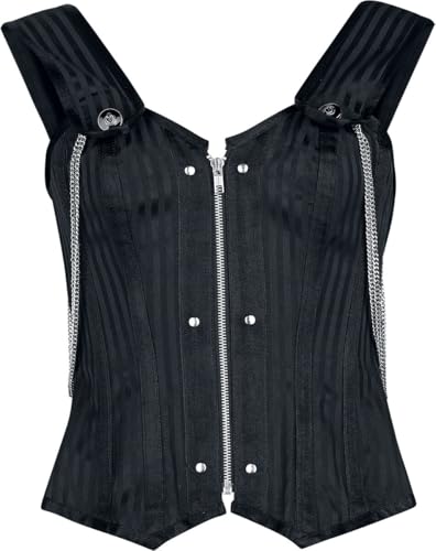Gothicana by EMP Damen schwarze Korsage mit Nieten und Schnüren L von Gothicana by EMP