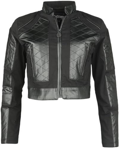 Gothicana by EMP Damen schwarze kurze Übergangsjacke mit Kunstleder Details XL von Gothicana by EMP