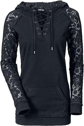 Gothicana by EMP Damen schwarzer Kapuzenpullover mit Spitze L von Gothicana by EMP