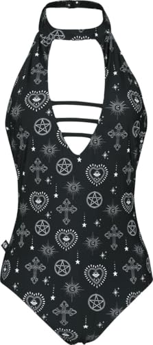 Gothicana by EMP Damen schwarzer Neckholder Badeanzug mit Clipverschluss S von Gothicana by EMP
