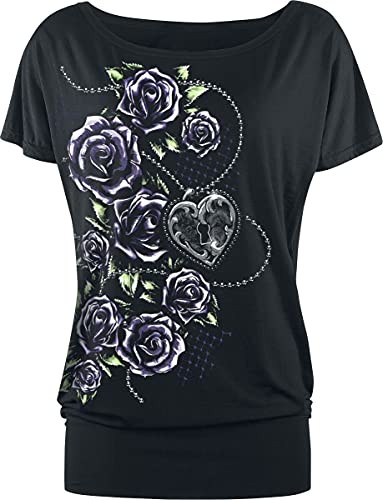 Gothicana by EMP Damen schwarzes Basic T-Shirt mit Buntem Print XL von Gothicana by EMP